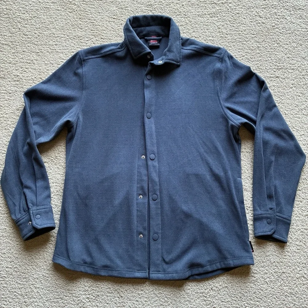 Quiksilver XL‎ Long Sleeve Shirt Shacket Blue Snap Front Side Pockets Super Soft